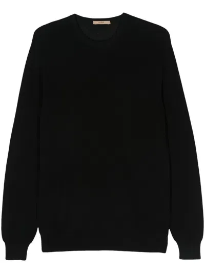 Nuur Long Sleeves Crew Neck Ribbed Sweater In Black