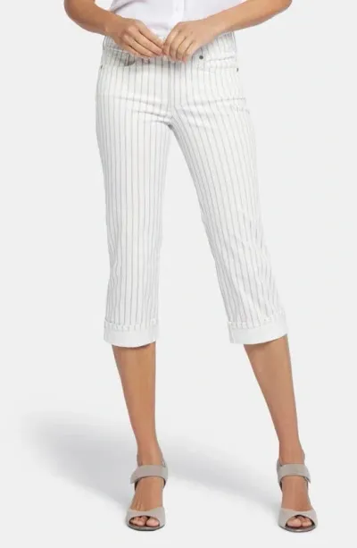 Nydj Marilyn Stripe Cuffed Straight Leg Capri Jeans In Beach Cruise Stripe