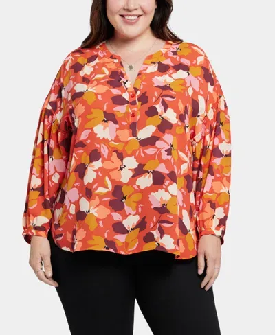 Nydj Plus Size Paulina Peasant Blouse In Gingervale