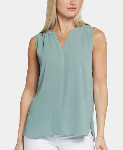 Nydj Sleeveless Pleat Back Blouse In Lily Pad