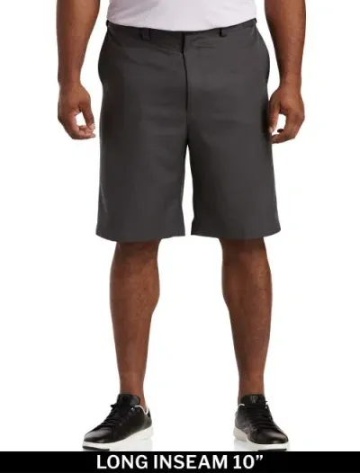 Oak Hill By Dxl Waist-relaxer Microfiber Shorts In Dark Grey