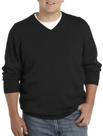 Oak Hill Premium By Dxl Cashmere Blend V-neck Sweater In Black