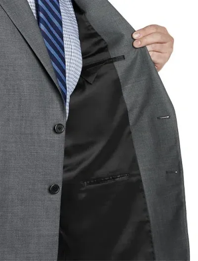 Oak Hill Premium By Dxl Jacket-relaxer Sharkskin Suit Jacket In Grey