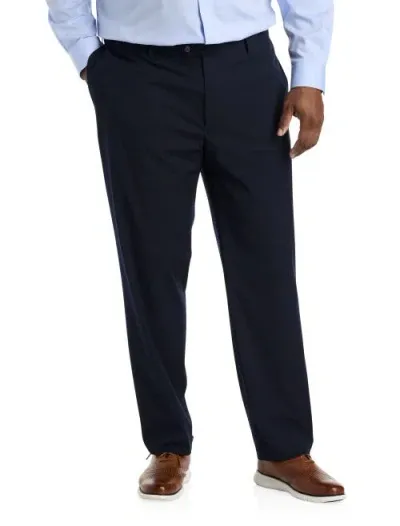 Oak Hill Premium By Dxl Oak Hill Waist-relaxer Small Plaid Dress Pants In Navy