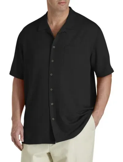 Oak Hill Solid Camp Shirt In Black