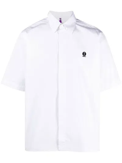 Oamc Logo-embroidered Photographic-print Shirt In White