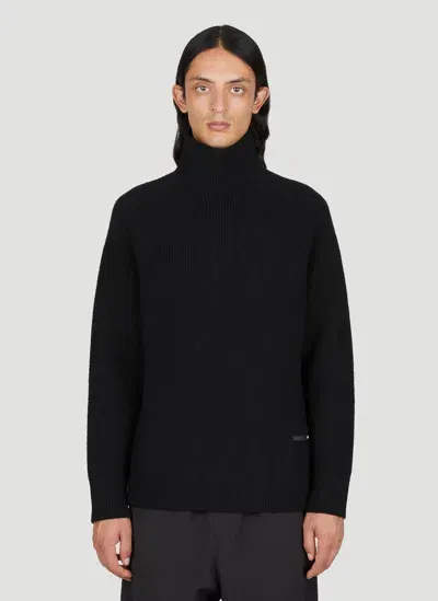 Oamc Peak High-neck Knit Sweater In Black