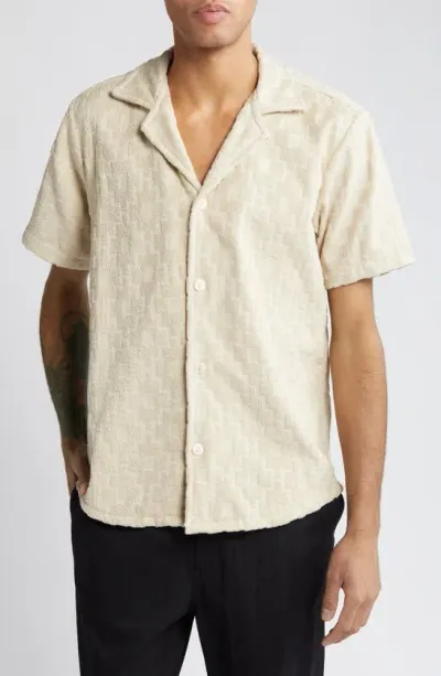 Oas Beige Machu Terry Cloth Camp Shirt