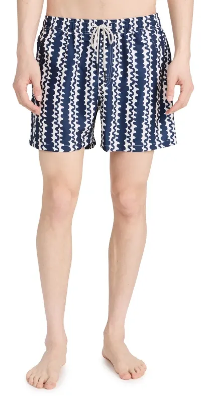 Oas Blue Scribble Swim Shorts Blue