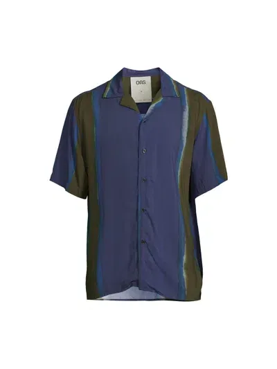 Oas Murky Mist Viscose Shirt In Blue & Green