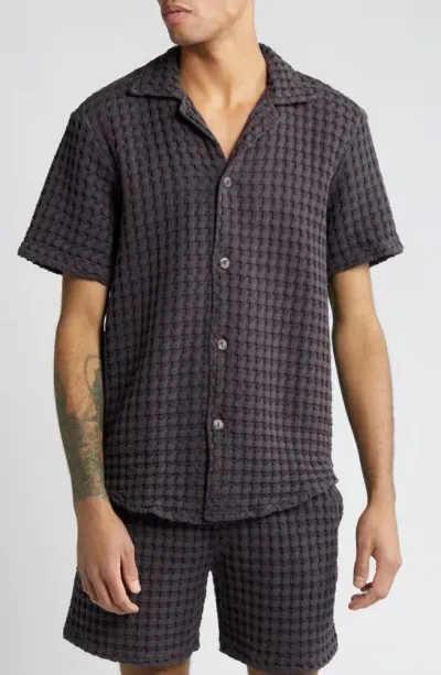 Oas Nearly Black Cuba Waffle Shirt