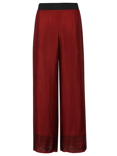 Obidi Wide Leg Silk Trousers In Red