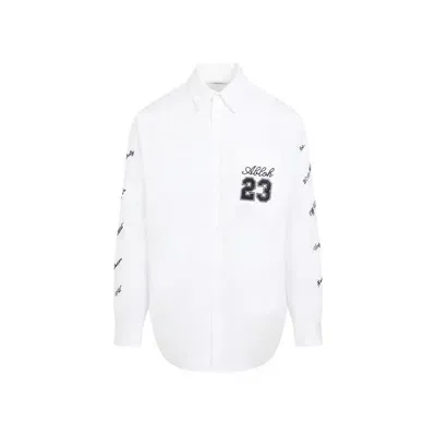 Off-white Brand-embroidered Dropped-shoulder Oversized-fit Cotton-poplin Shirt In White