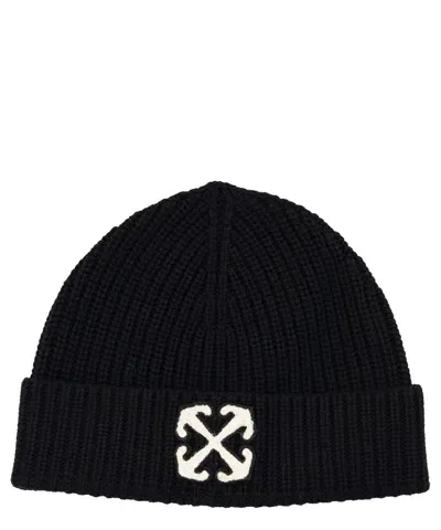 Off-white Arrow Wool Beanie In Black