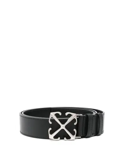 Off-white Arrow Leather Belt In Black