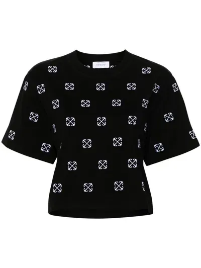 Off-white Arrows-embroidered T-shirt In Black