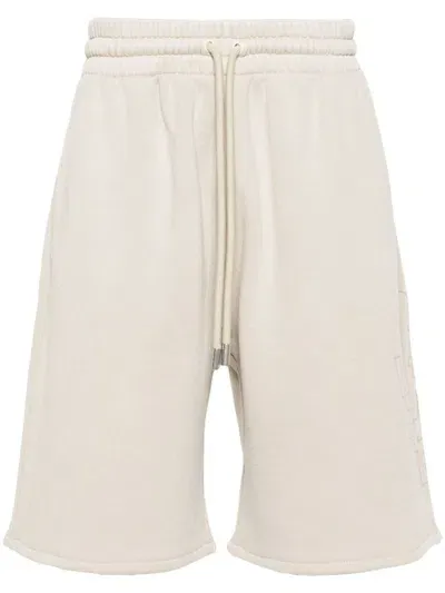 Off-white Diag-stripe Cotton Track Shorts In Brown Rice