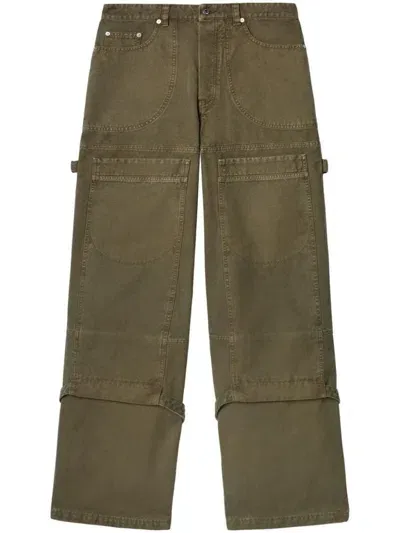 Off-white Baggy Carpenter Trousers In Green