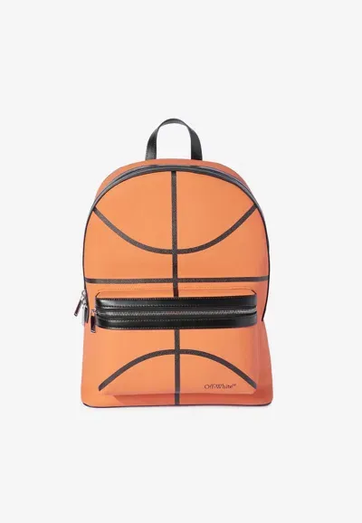 Off-white Basketball Calf Leather Backpack In Orange