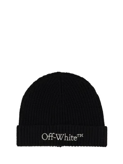 Off-white Beanie Hat With Logo In Black