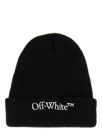 Off-white Beanie Hat With Logo In Black