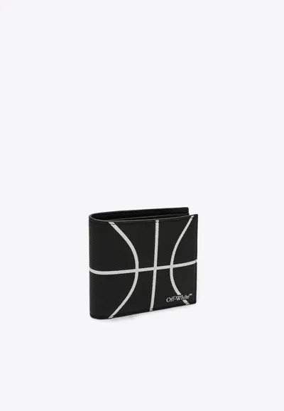 Off-white Bi-fold Basketball Leather Wallet In Black