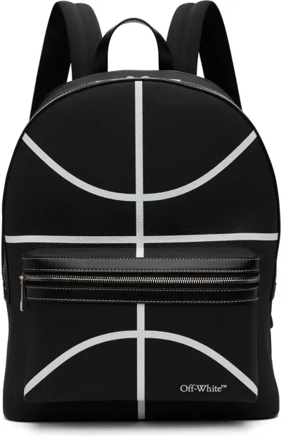 Off-white Black Basket Round Backpack In Black - White