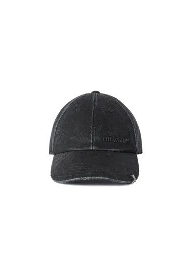 Off-white Black Distressed Denim Baseball Cap