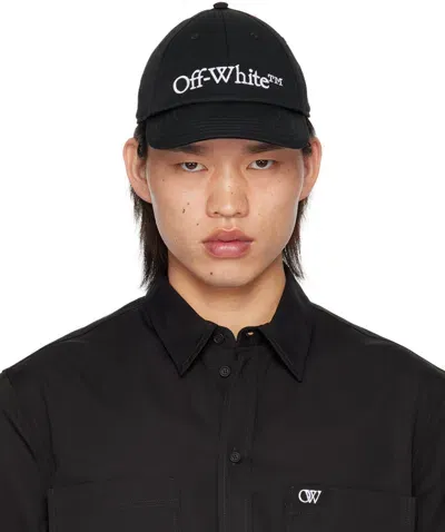 Off-white Black Drill Logo Bookish Cap In Black White