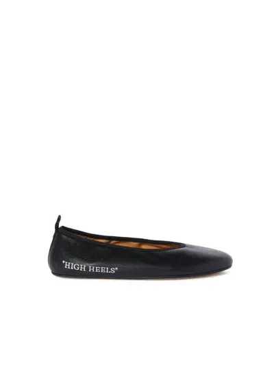 Off-white Black "high Heel" Ballerina In 1001 Black - White