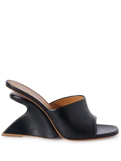 Off-white Jug Wedge-heel Leather Mules In Black