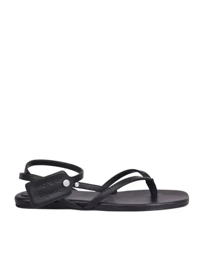 Off-white Zip Tie Flat Flats In Black Leather