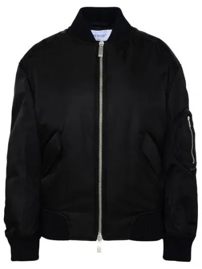 Off-white Black Wool Bomber Jacket For Women