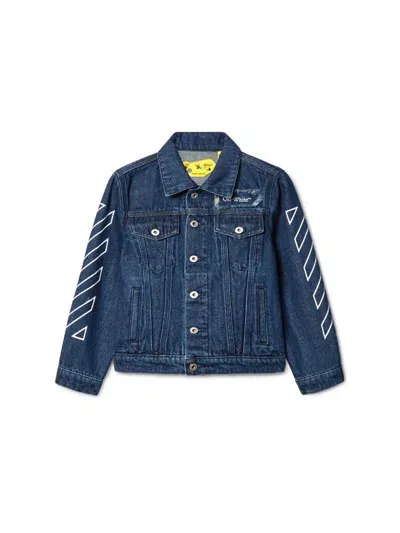 Off-white Kids' Blue Bookish Patch Denim Jacket