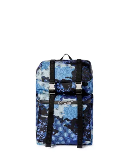 Off-white Blue Camo Nylon Backpack In 蓝色