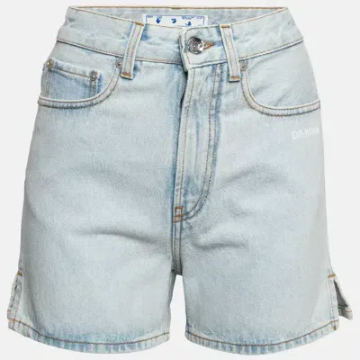 Pre-owned Off-white Blue Denim Diag Straight Shorts S