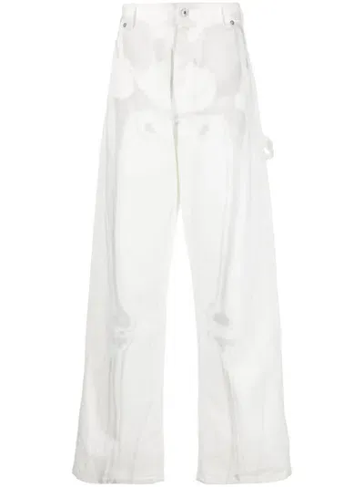 Off-white Body Scan-print Wide-leg Jeans In Weiss