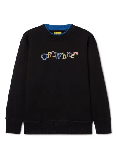 Off-white Kids' Bookish Crazy Cotton Sweatshirt In Black