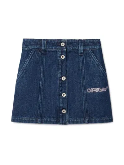 Off-white Kids' Bookish Denim Skirt In Blue