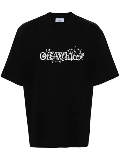 Off-white Bookish Flower Skate T-shirt In Black