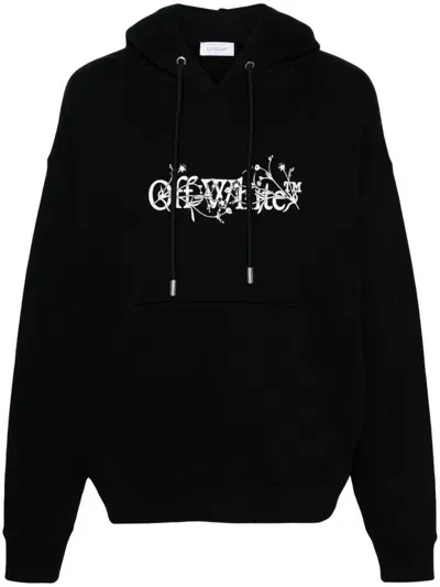 Off-white Bookish Flowers Hoodie In Black