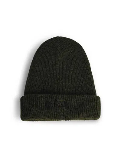 Off-white Bookish Green Wool Beanie In Black