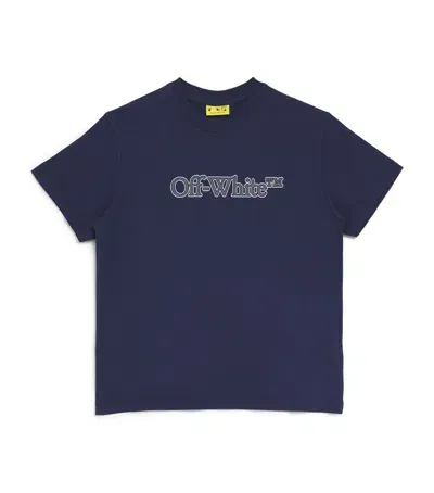 Off-white Kids' Bookish Logo T-shirt In Navy