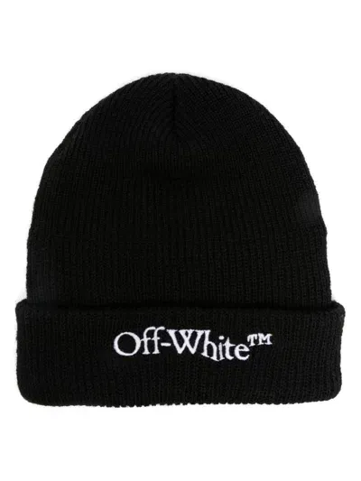 Off-white Bookish Wool Beanie In Black