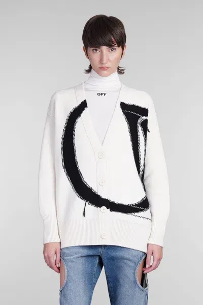 Off-white Cardigan In Beige Wool