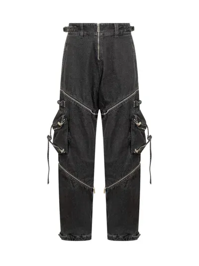 Off-white Cargo Denim Zip Pants In Black