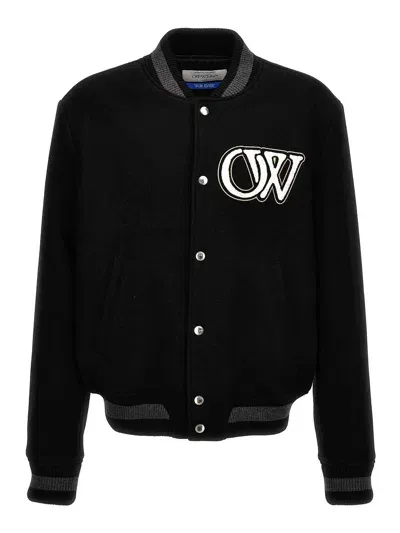 Off-white Varsity Bomber Jacket In Black