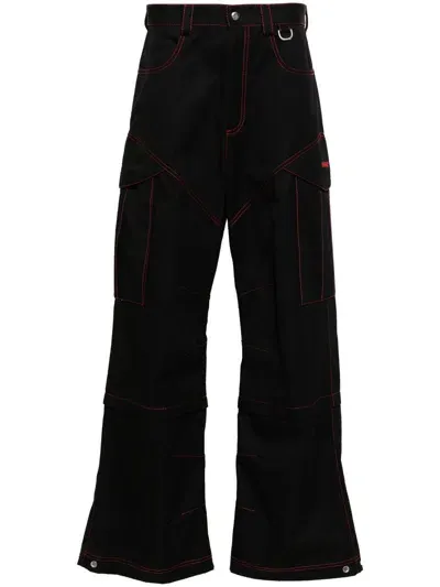 Off-white Constrast Stitches Cargo Pants In Black