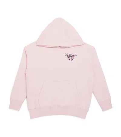 Off-white Kids' Cotton Arrow Bow Hoodie In Pink