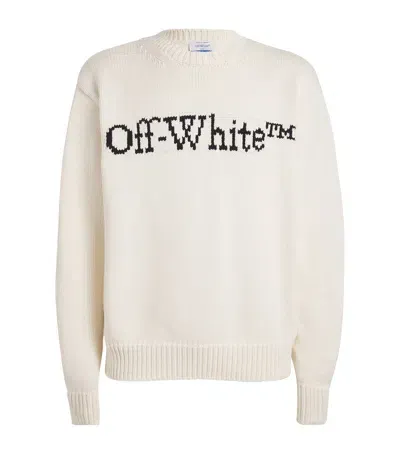 Off-white Cotton-blend Bookish Logo Sweater In Ivory